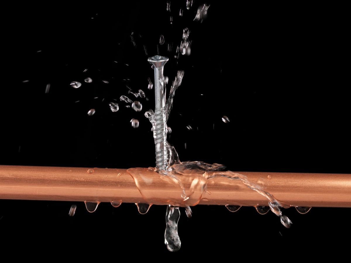 Image of a screw going through a pipe.